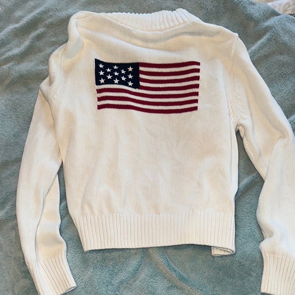 White Sweater with American Flag Design